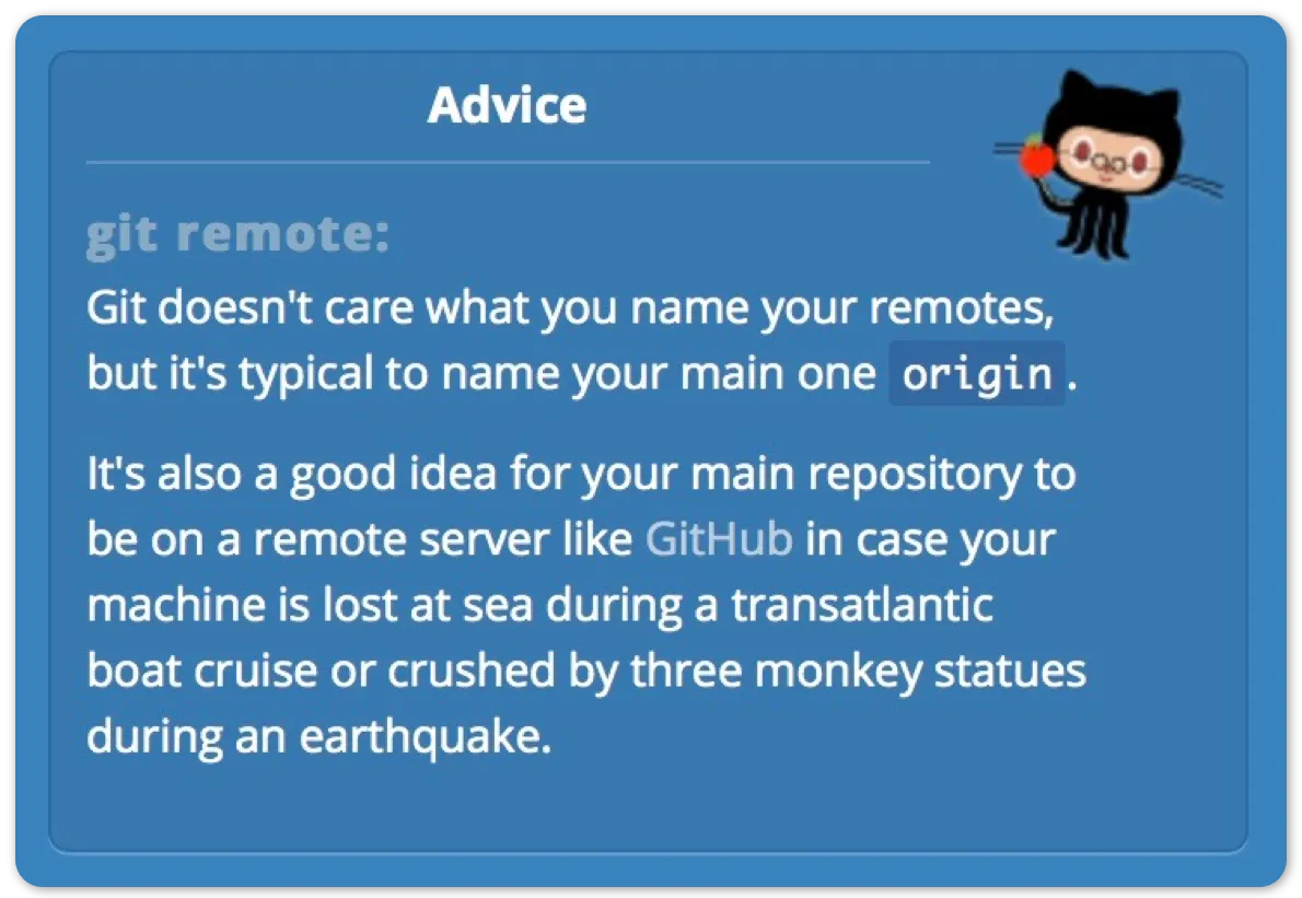 GitHub remote naming message