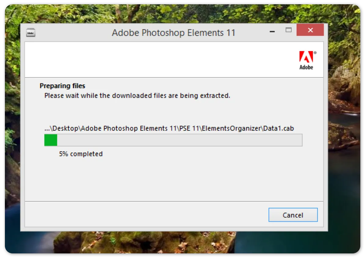 Photoshop Elements extracting files
