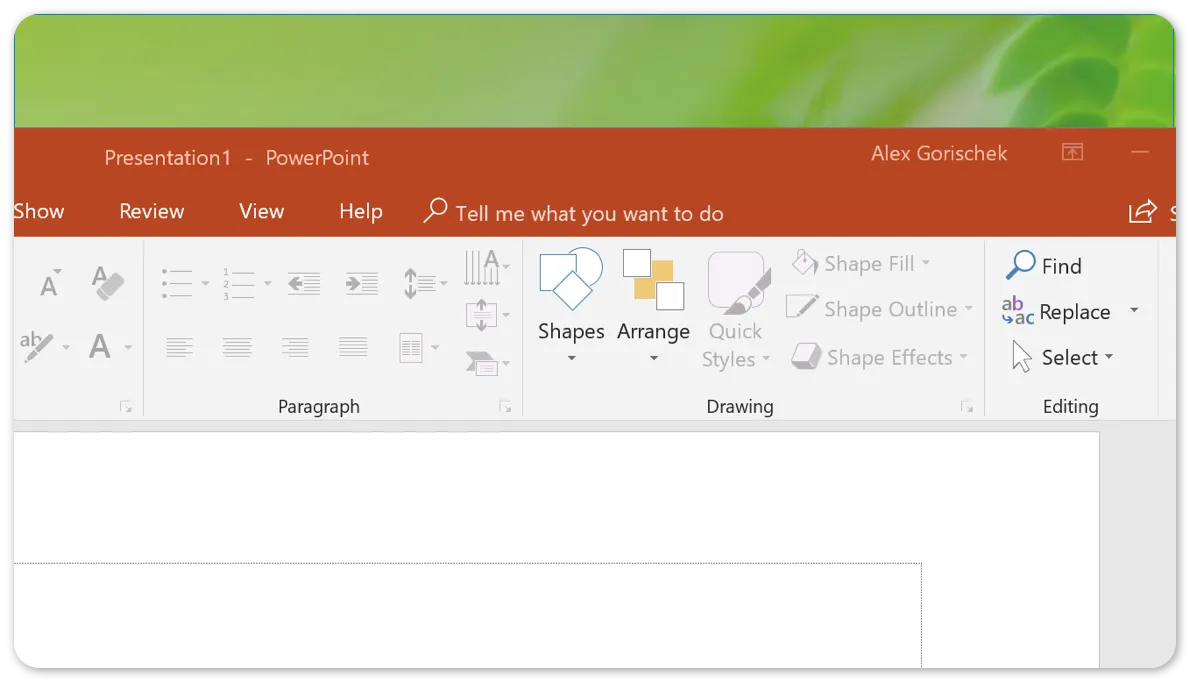 PowerPoint Tell Me feature