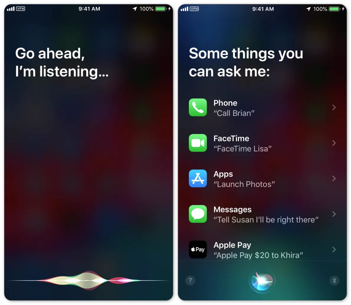 Siri listening prompt