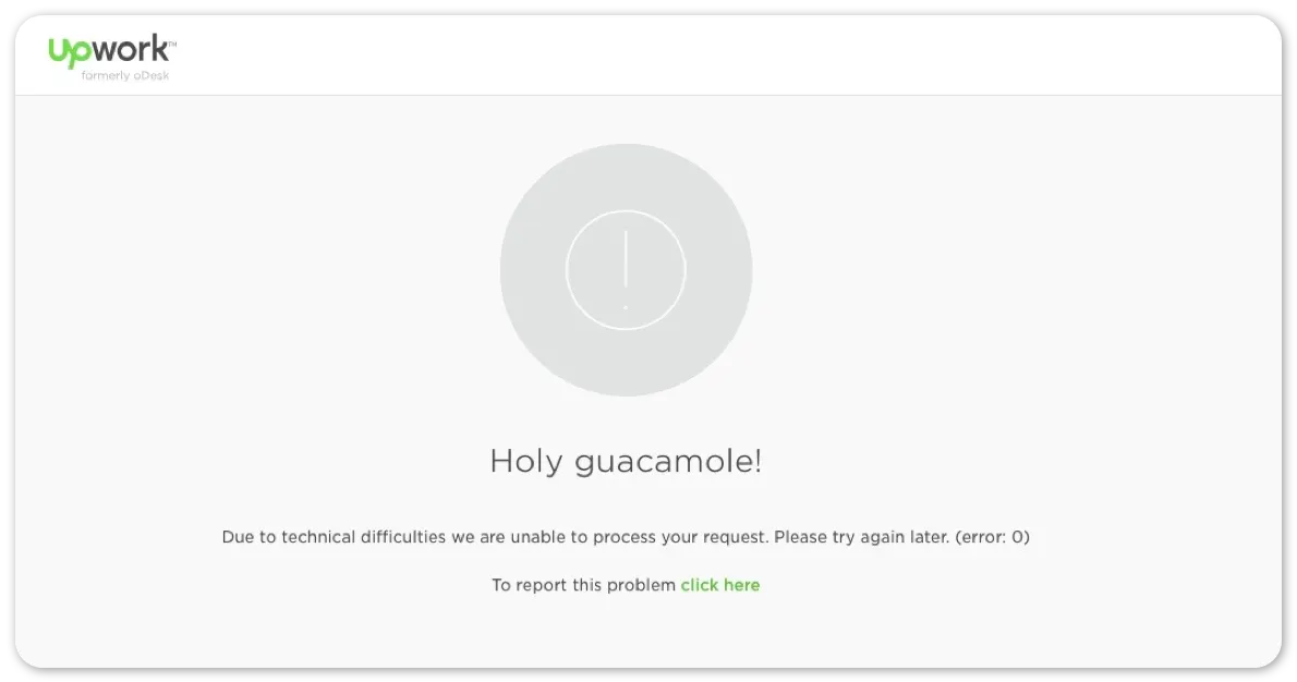 Upwork error page