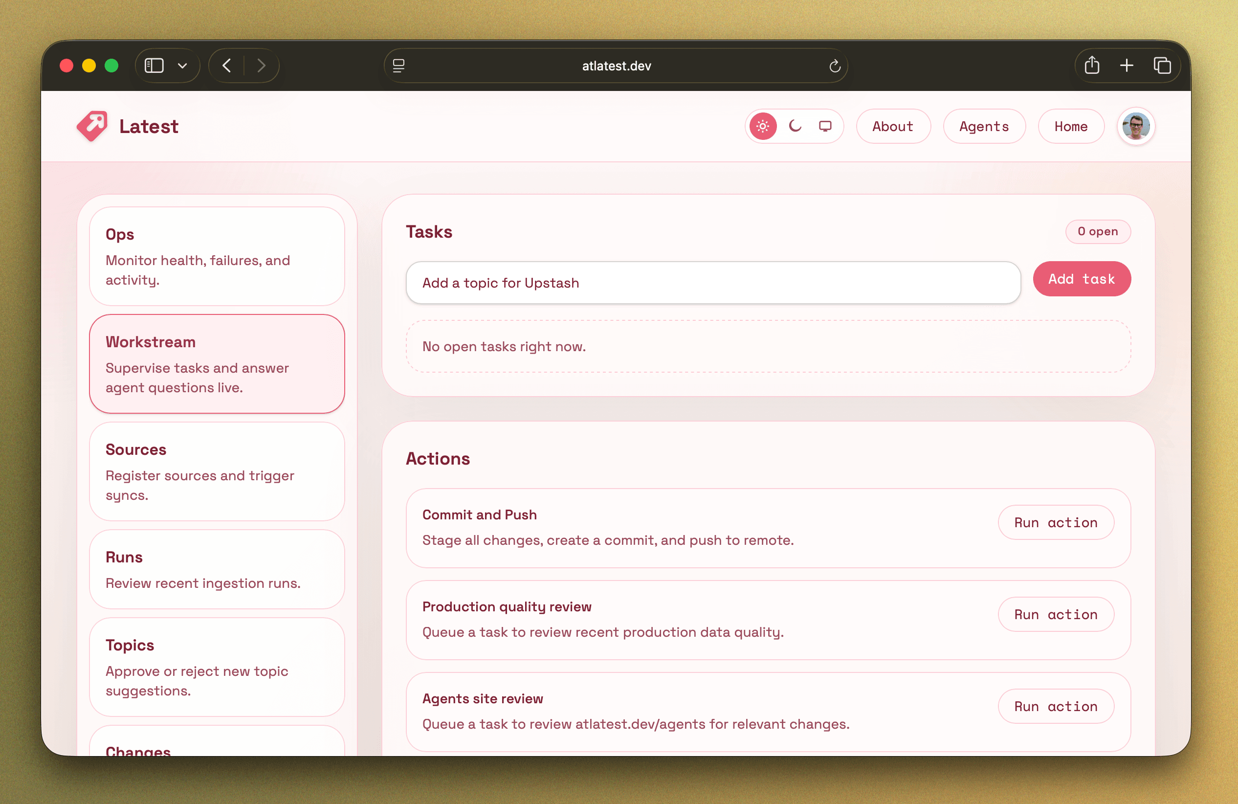 Workstream admin panel
