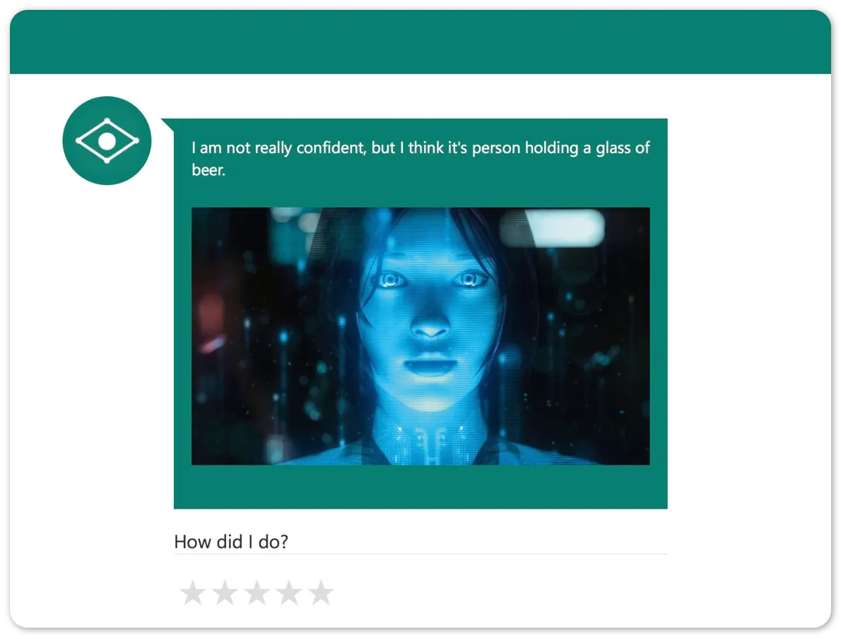 Microsoft CaptionBot analyzing an image