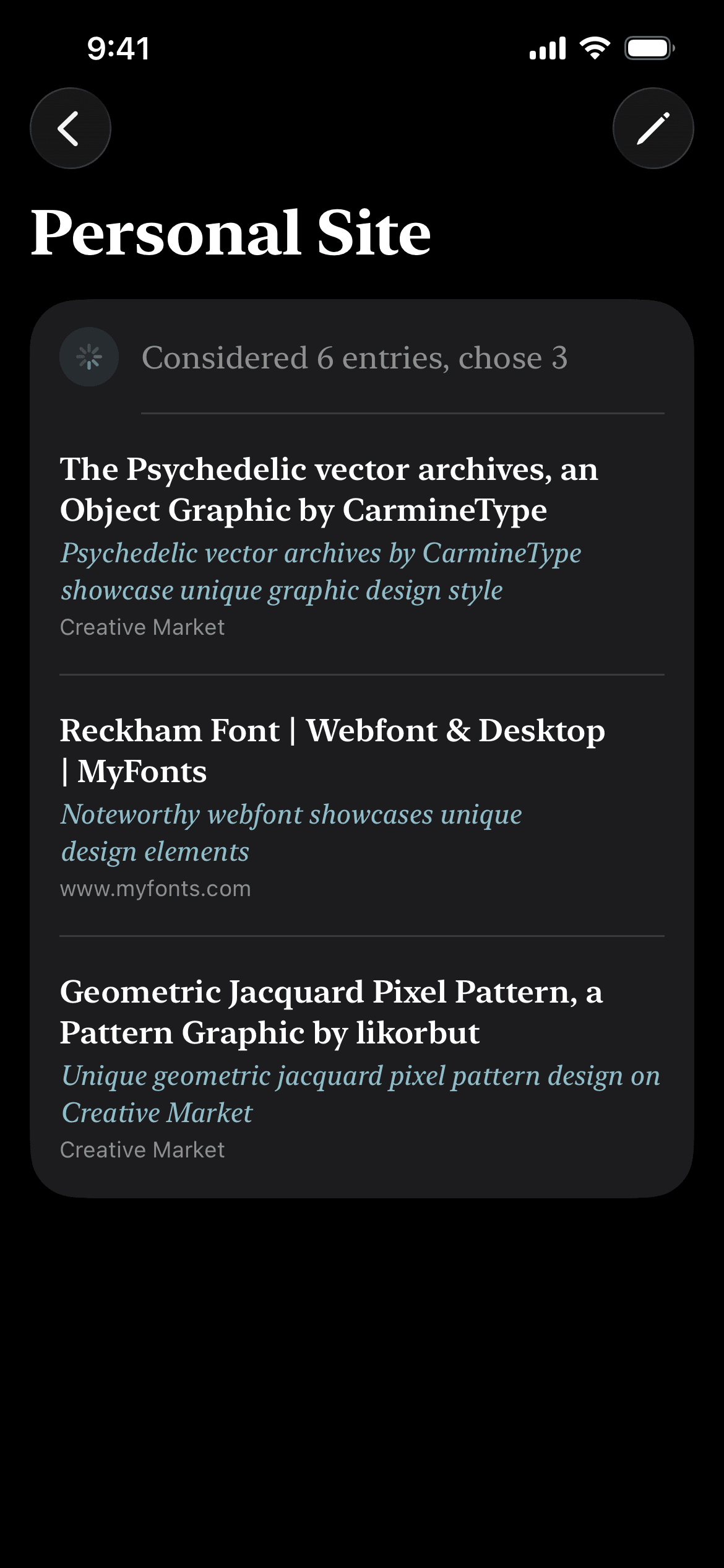 Personal site assortment processing view