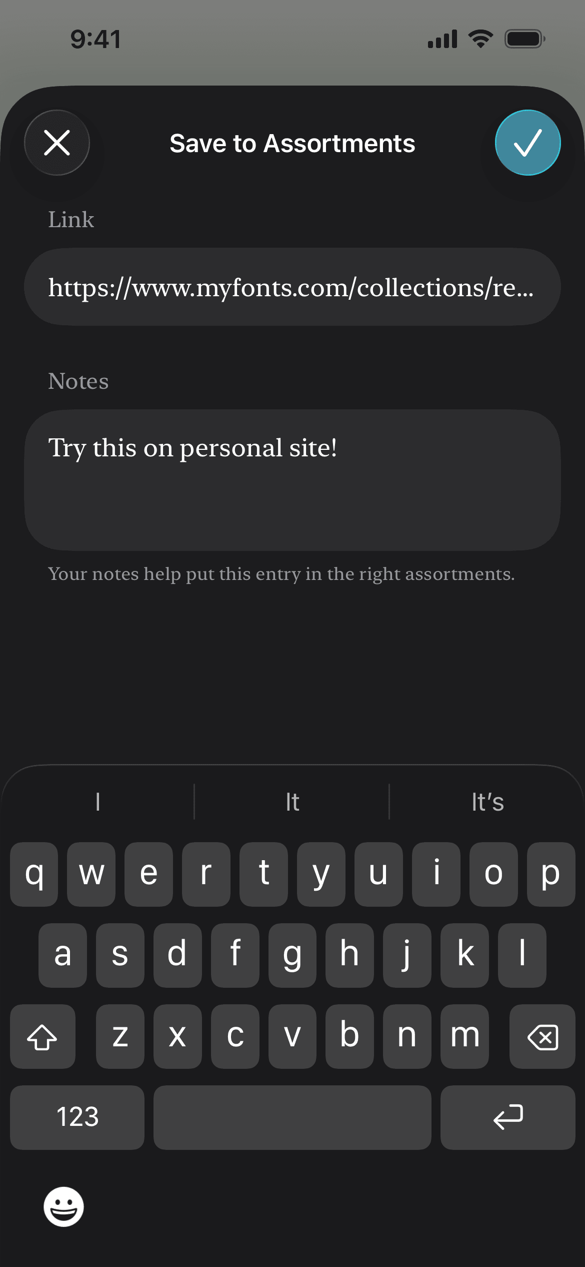 Saving a bookmark through the iOS share sheet
