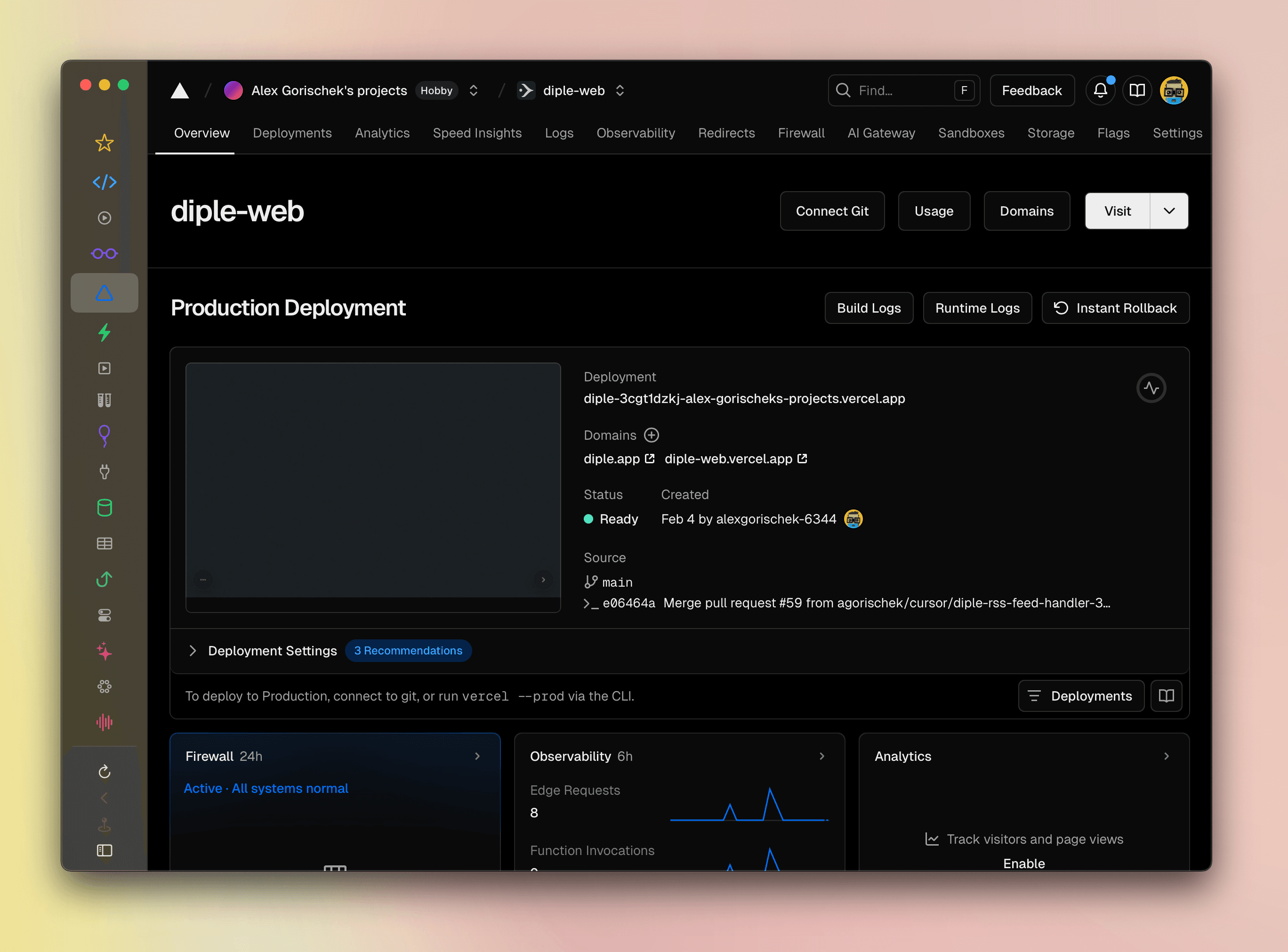 Globe window showing a compact pinned-sites layout