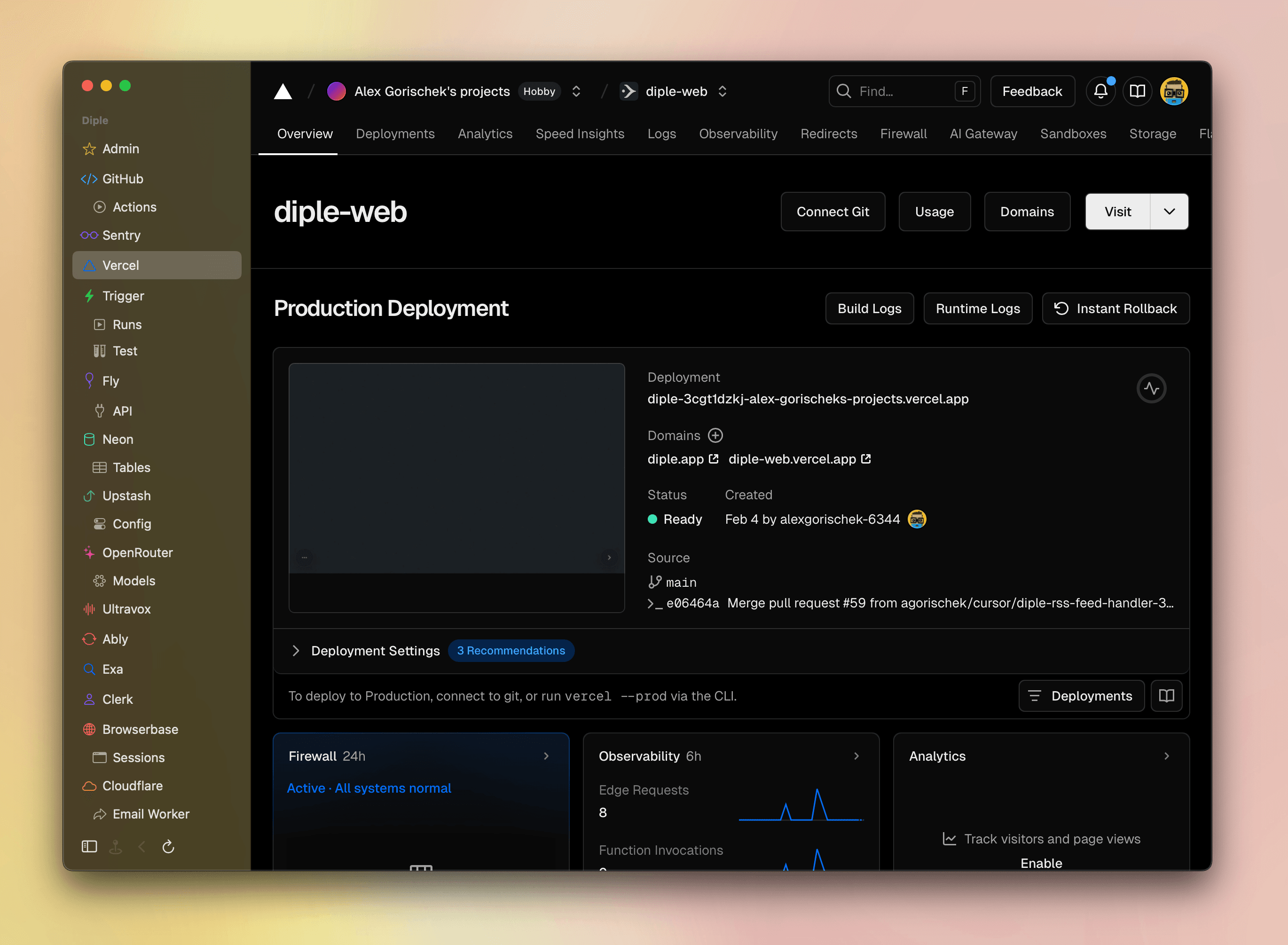 Expanded sidebar layout